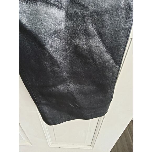 Mobwife genuine leather black pants size 8 W button zip sleek biker cosplay vamp - Picture 3 of 9
